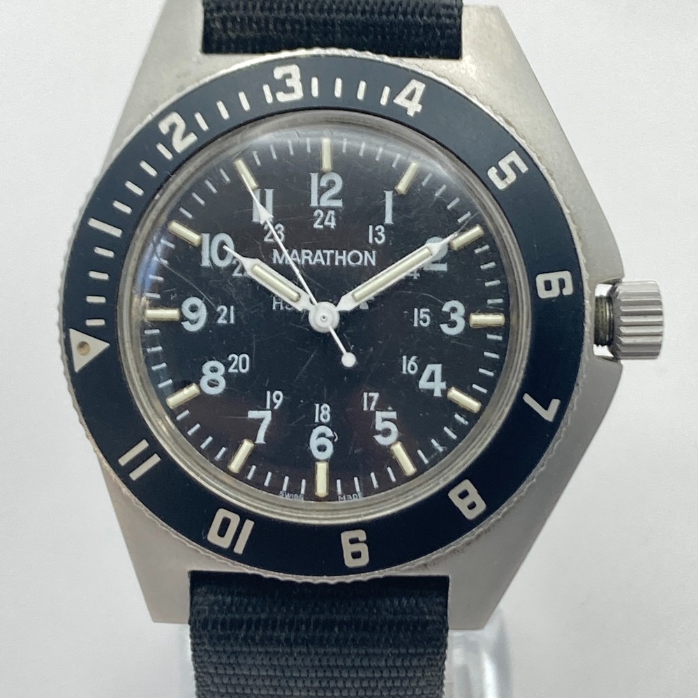 Marathon Gallet & Co Men's Watch Military 41mm Silver Tone 211 New Battery 1990